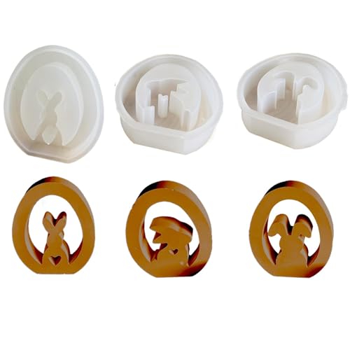 Silikonform für Ostern – Set mit 3 Formen in Hasenform | Tischform aus Silikon, Formen aus lebensmittelechtem Harz für Epoxidharz, Bastelarbeiten von Generic