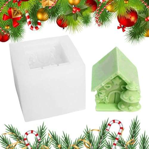 Silikonform für Weihnachtshaus, Kerzenform für Weihnachten, Kerzenherstellung, mit Silikonharzform für Weihnachtsbaum, Epoxidharz, Gießform von Generic