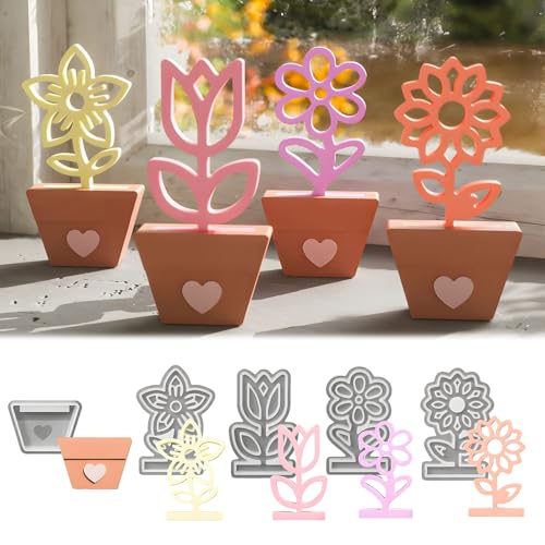 Silikonformen Gießformen Frühling, 5 Stück 3D Silikonform Blumen mit Blumentopf Gießformen Silikon Frühling Tulpen Gipsformen zum Gießen Silikonform Frühling Giessform Silikon für Gips Kerzen (5pc) von Generic