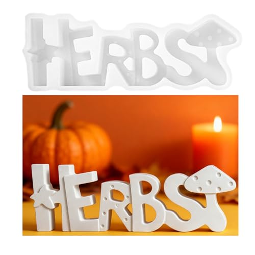 Silikonformen Gießformen Herbst, Silikonform Herbst Kürbis Igel Gipsform zum Gießen Gießformen Silikon HERBST Buchstaben Gießform Kürbis Igel Kerzenhalter für DIY Gips Kerzen (A) von Generic