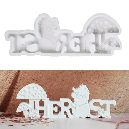 Silikonformen Gießformen Herbst, Silikonform Herbst Kürbis Igel Gipsform zum Gießen Gießformen Silikon Herbst Buchstaben Gießform Kürbis Igel Kerzenformen für DIY Kerzen (B) von Generic