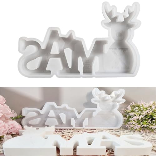 Silikonformen Gießformen Schriftzug Xmas Silikonform 3D Weihnachtsrentier Silikonform Kerzenformen zum Gießen DIY Silikon Giessformen Weihnachten Rentier-Form Gießform für Handwerk Heimdekoration (A) Silikonformen Gießformen Schriftzug Xmas Silikonform 3D Weihnachtsrentier Silikonform Kerzenformen zum Gießen DIY Silikon Giessformen Weihnachten Rentier-Form Gießform für Handwerk Heimdekoration (A) von Generic