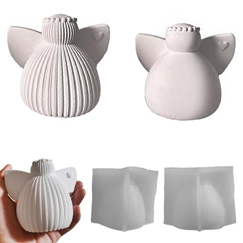 Silikonformen Gießformen Weihnachten, 2 Stück Silikonform Weihnachten Engel Gipsformen zum Gießen Gießformen Silikon Weihnachten Silikonform Engel Silikonformen Kerzen für DIY Handwerk (A) von Generic