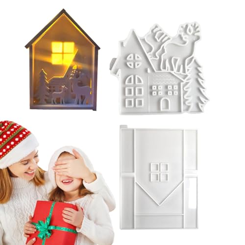 Silikongehäuse für Harz, Hausformform, Weihnachtsgipsformen, Kuchen backen, wiederverwendbare Epoxidharz Formen zum Gießen von Haussilikonen von Generic