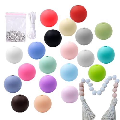 Silikonperlen in gemischten Farben, Silikonperlen-Armband-Set | 120 Stück DIY Silikonperlen, Schlüsselanhänger, Perlenkit, Mehrzweck-Set mit Pe von Generic