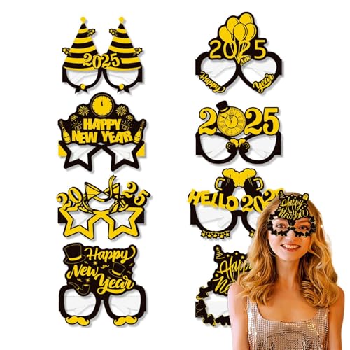 Silvesterbrille 2025 - 8 Pappbecher Für Partyartikel | Frohes Neues Jahr, Dekorative Brille Für Fotokabinen | Lustige Partybecher 2025 Für Silvester Silvesterbrille 2025 - 8 Pappbecher Für Partyartikel | Frohes Neues Jahr, Dekorative Brille Für Fotokabinen | Lustige Partybecher 2025 Für Silvester von Generic