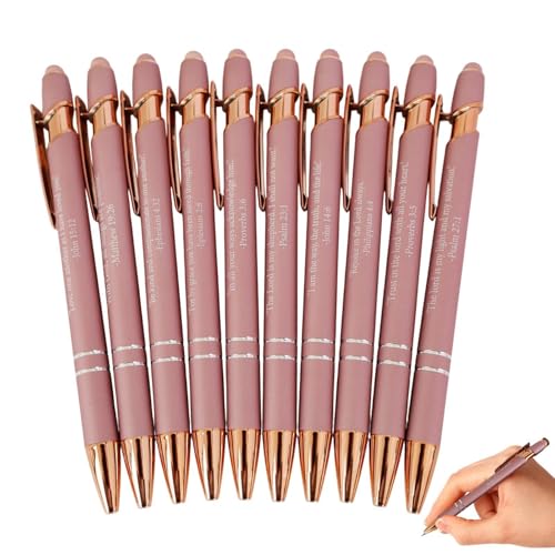 Skripture Pens - Religiöse, inspirierende Kugelschreiber mit Bibelversen, Set mit 10 Schreibwerkzeugen, christliche Geschenke, schwarze Tinte, einziehbar, für Damen und Herren, kein Durchlaufen von Generic