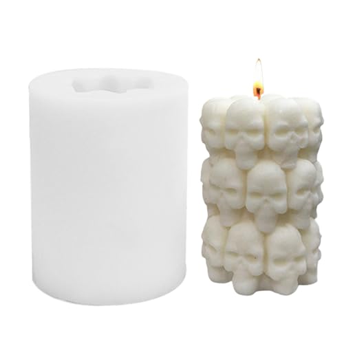 Skull Stumpenkerzenform - Halloween Skelettkopf Silikonformen für Basteln | Perfekt für die Herstellung von Harz, Kerzenwachs, Seife, Gips, Ton von Generic