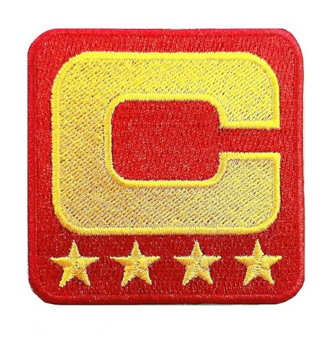 Smc Store Red Captain C Patch (4 Gold Stars) Logo Patch Embroidery American Football Fan Favorite Team Iron On Sew On Embroidered Patch von Generic