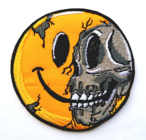 Smiley Skull Biker Rider Kleidung Jacke Shirt Abzeichen Aufbügler Aufnähen oder Aufbügeln von Generic