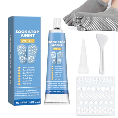 Sock Stop Anti Rutsch - Sockenstopper Flüssig | Sock Stop Creme 50ml Set | Latexfreie Rutschfeste Textilfarbe Für Socken Teppiche Matten Kleiderbügel Waschbar Wasserfest 3D Stoffkleber Sock Stop Anti Rutsch - Sockenstopper Flüssig | Sock Stop Creme 50ml Set | Latexfreie Rutschfeste Textilfarbe Für Socken Teppiche Matten Kleiderbügel Waschbar Wasserfest 3D Stoffkleber von Generic