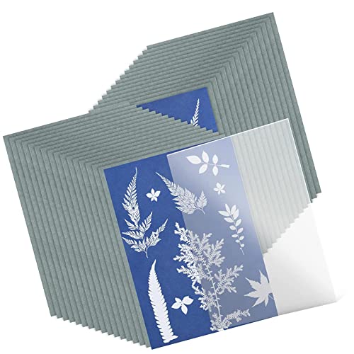 Solar-Zeichenpapier – 32 Blatt Solar-Fotopapier, lichtempfindliches Papier mit 1 Blatt Acrylplatte | A5 Solar-Zeichnungs-Cyanotypie-Papier, Solar-Zeichendruckpapier für -Projekte für Erwachsene von Generic
