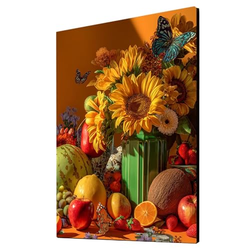 Sonnenblume Malen Nach Zahlen Erwachsene Blume Malen Nach Zahlen 95x70CM DIY Basteln Erwachsene Klarheit Farbe Leinwan Bilder mit Acrylfarben Set 3 Typen Pinsel für Wanddeko Wohnzimmer 2YH-4157 von Generic