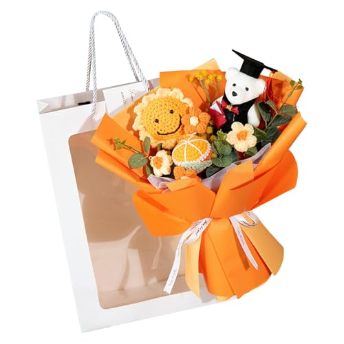 Sonnenblumenhaken - Gestrickter Blumenstrauß, Plüschblumen | Meisterschaftsgewinner Strickblumen, Häkelblumen, Sonnenblumenbürodekoration für Hochzeit, Geburtstag, Dip von Generic