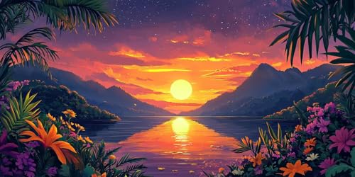 Sonnenuntergang Diamond Painting Groß, Landschaft Diamond Painting Erwachsene Diamant Malerei Kinder Basteln Mädchen Diamond-painting Bastelset Erwachsene Home Wand Dekoration Geschenk 20x40cm F387 von Generic