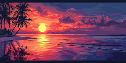 Sonnenuntergang Diamond Painting Groß Set, Strand Diamond Painting Erwachsene Diamant Malerei Kinder Basteln Mädchen Diamond-painting Bastelset Erwachsene Home Wand Dekoration Geschenk 60x120cm F381 von Generic