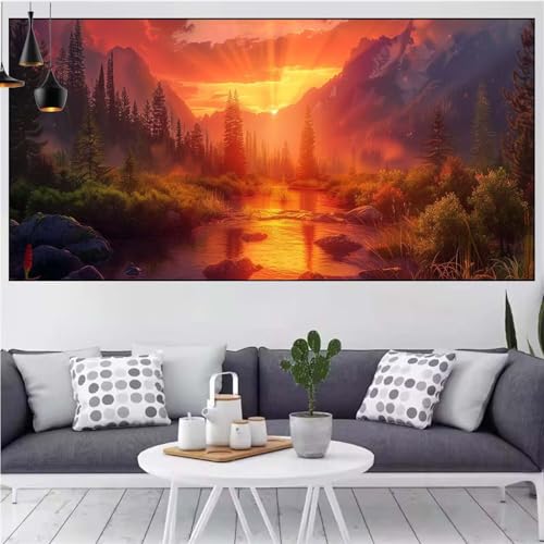 Sonnenuntergang Diamond Painting xxl 100x200cm Diamond Painting Erwachsene Landschaft Diamant Malerei Set,Mosaikherstellung Malen Nach Zahlen Cross Stickerei Kunst Leinwand Malerei Kit,Frauen CN-998 von Generic