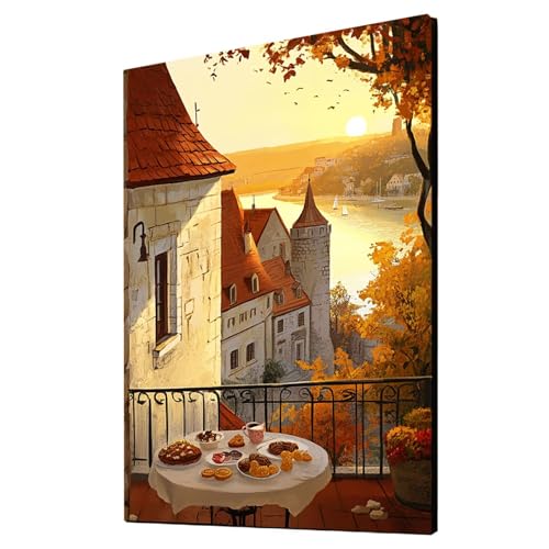 Sonnenuntergang Malen Nach Zahlen Erwachsene Landschaft Malen Nach Zahlen 100x135 cm DIY Basteln Erwachsene Klarheit Farbe Leinwan Bilder mit Acrylfarben Set 3 Typen Pinsel für Deko Wohnzimmer 2YH4560 von Generic
