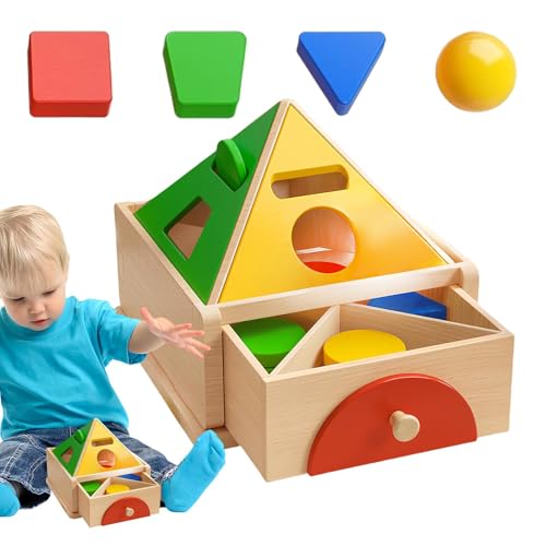 Sortierbox für Farben und Form – Form und Farbe des Puzzlespielzeugs, mehrere Farben aus Holz – geometrische Sortiergimes, pädagogische Formen, für Babys, von Generic