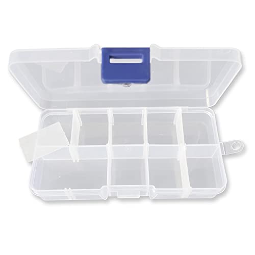 Sortierkasten Perlen Box, transpartent, 13 x 6,7 x 2,2 cm, 10 Fächer - Schmuck Perlenbox Kunststoff Sortierbox für Kleinteile Aufbewahrungsbox mit Deckel Organizer von Generic