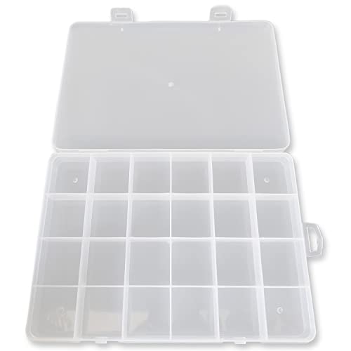 Sortierkasten Perlen Box, transpartent, 19,5 x 13,5 x 2,3 cm, 24 Fächer - Schmuck Perlenbox Kunststoff Sortierbox für Kleinteile Aufbewahrungsbox mit Deckel Organizer von Generic