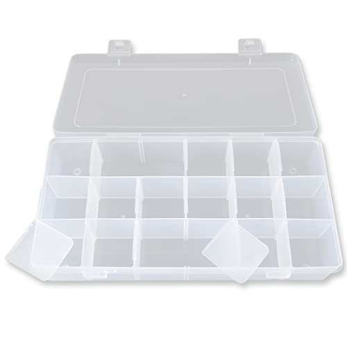 Sortierkasten Perlen Box, transpartent, 23,2 x 12,3 x 4,3 cm, 18 Fächer - Schmuck Perlenbox Kunststoff Sortierbox für Kleinteile Aufbewahrungsbox mit Deckel Organizer, 8052 von Generic