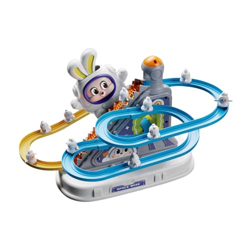 Space Bunny Track Raceway Spielset, Rollenspielzeug-Set mit blinkenden LED-Lichtern und Musik-EIN/Aus-Taste für Kleinkinder und Kinder QkA377 (White, 32.3x21.6x23cm) von Generic