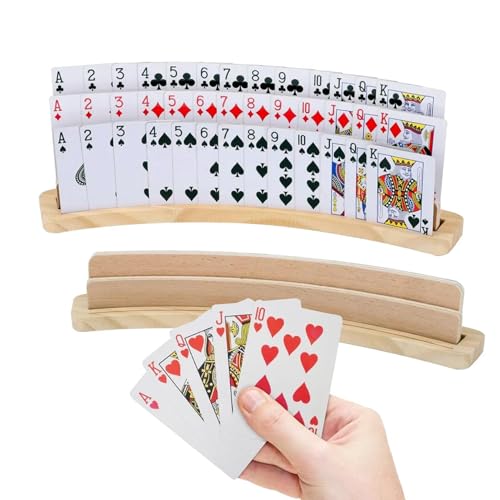 Spielkartenhalter – Spielkartenhalter aus Holz, Pokerständer aus Holz, Kartenspiel-Organizer, Freisprechkartenhalter aus gebogenem Holz – 2 Kartentabletts, Zubehör Spielkartenhalter – Spielkartenhalter aus Holz, Pokerständer aus Holz, Kartenspiel-Organizer, Freisprechkartenhalter aus gebogenem Holz – 2 Kartentabletts, Zubehör von Generic