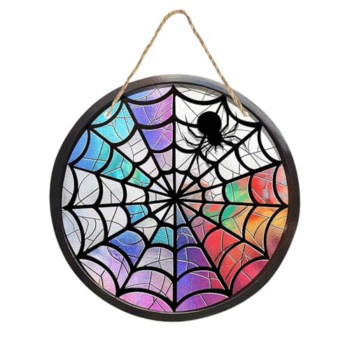 Spinnennetz-Fensterornamente – Fenster-/Wandornamente, Acryl-Halloween-Spinne | Spinnennetz-Sonnenfänger-Ornament, Dekoratives Spinnennetz, Fenster-/Wandornamente Für Fensterbank, Balkon, Tür von Generic