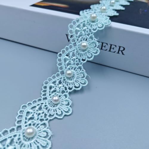 Spitzenband mit Perlenblumen, Vintage-Stil, bestickt, Spitzenborte zum Nähen, Geschenkverpacken, Hochzeitsdekoration, Basteln, Heimdekoration, 2,7 m (grün) von Generic