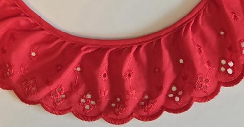 Spitzenband mit gerüschten Ösen, roter Stoffrand zum Nähen von Brautkleidung, Babykleidung, Decken, Kissen, DIY-Dekorationen (7,6 cm x 9,1 m) von Generic
