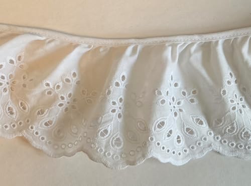 Spitzenbesatz mit gerüschten Ösen, zum Nähen von Brautkleidung, Babykleidung, Decken, Kissen, DIY-Dekorationen (10,2 cm x 2,7 m) von Generic