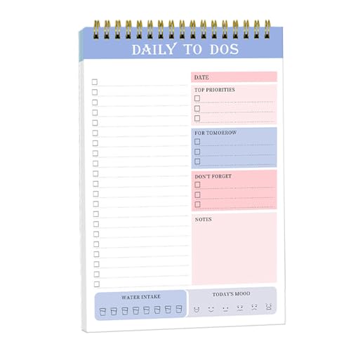 Spule undatiertes Tagesplaner - Minimalist Spiral Bound Task Organizer, tragbarer Notizblock mit robuster Abdeckung | Task Checklist Organizer Agenda Pad, vielseitiges Büro und Home -Zeitplan Tracker, von Generic