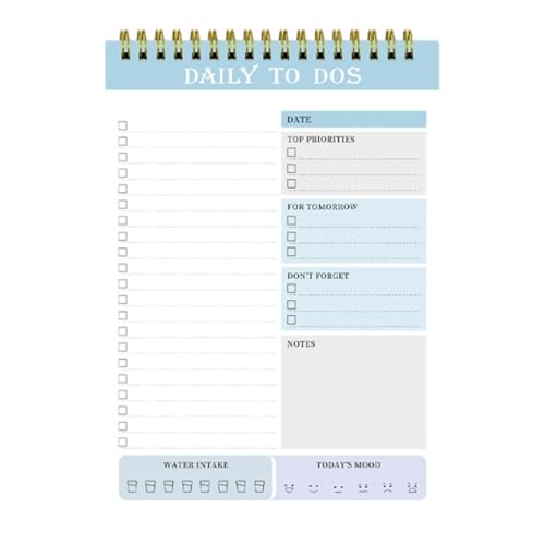 Spule undatiertes Tagesplaner - Minimalist Spiral Bound Task Organizer, tragbarer Notizblock mit robuster Abdeckung | Task Checklist Organizer Agenda Pad, vielseitiges Büro und Home -Zeitplan Tracker, von Generic