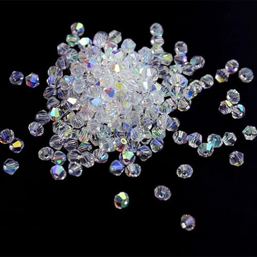 Sqqzuie Doppelkegel-Glasperlen für Bastelarbeiten, Schmuckherstellung, Kristall-Abstandshalter, Sortiment für Sonnenfänger, Kronleuchter, Ohrringe, Halsketten, Armbänder, Schlüsselanhänger, 100 Stück von Generic
