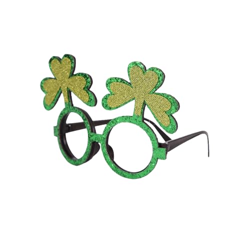 St. Patricks Day Brille Kleeblatt grüner Brillenrahmen irisches Kostüm Zubehör Foto Requisiten Cosplay Partyzubehör Drinnen St. Patricks Day Haus Dekorationen von Generic