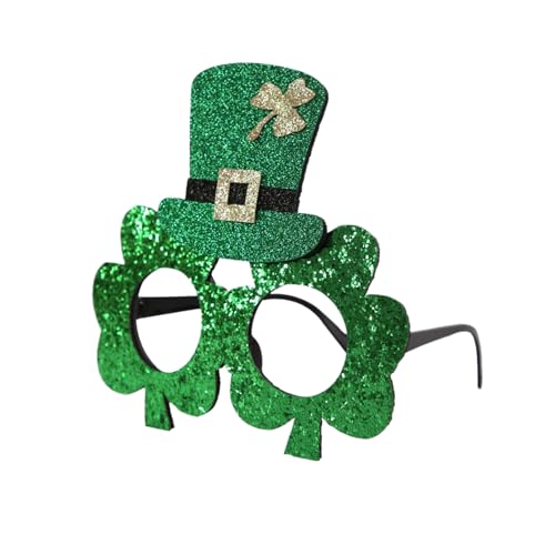 St. Patricks Day Brille grüner Hut Kleeblatt Brillengestell irisches Kostüm Zubehör Foto Requisiten Cosplay Partyzubehör Geschenke St. Patrick's Day Tische Dekorationen von Generic