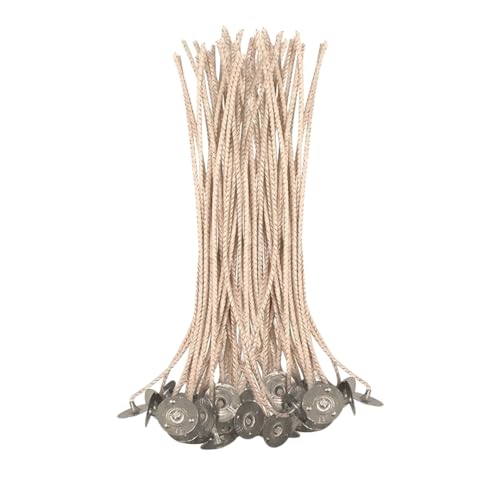 Stabilo18 Dochte - Verschiedene Mengen (50, 100 und 250 Stück) - für 8–9 cm breite Kerzen - aus Baumwolle - vorgewachst für besseres Anbrennen - selbsttrimmend - für Paraffin, Soja und Raps (50) von Generic