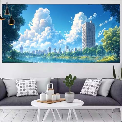 Stadt Diamond Painting xxl 100x200cm Diamond Painting Erwachsene Baum Diamant Malerei Set,Mosaikherstellung Malen Nach Zahlen Cross Stickerei Kunst Leinwand Malerei Kits,Décor Geschenke Frauen CN-48 von Generic