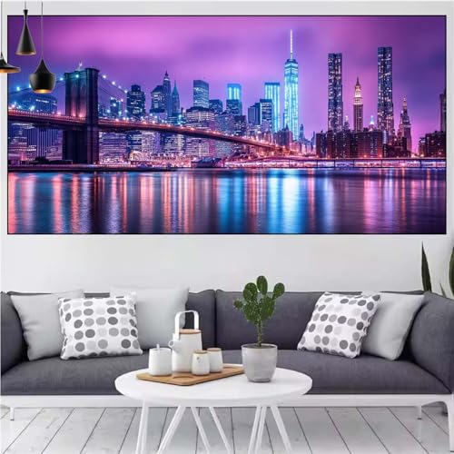 Stadt Diamond Painting xxl 100x200cm Diamond Painting Erwachsene Landschaft Diamant Malerei Set,Mosaikherstellung Malen Nach Zahlen Cross Stickerei Kunst Leinwand Malerei Kits,Décor Gifts Frauen CN-45 von Generic