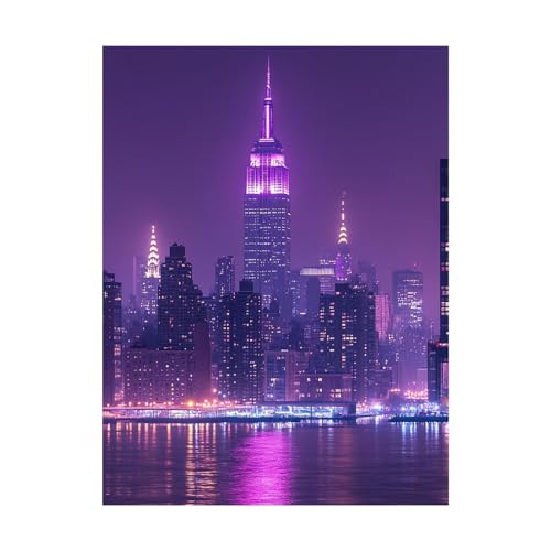 Stadt Malen Nach Zahlen Erwachsene Nachtansicht Malen Nach Zahlen 100 x 135 CM DIY Basteln Erwachsene Klarheit Farbe Leinwan Bilder mit Acrylfarben Set 3 Typen Pinsel für Deko Wohnzimmer 2YH-14983 von Generic