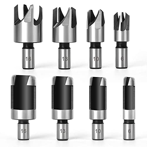 Standard-Holzdübelschneider-Set, Holzdübelmacher, Lochzapfen, Karbonstahl, metrischer Schaft, Bohrer-Set, Kegel, runde Krallensäge, HSS-Kork für Holzbearbeitungswerkzeug, 6 mm, 10 mm, 13 mm, 16 mm, 8 Standard-Holzdübelschneider-Set, Holzdübelmacher, Lochzapfen, Karbonstahl, metrischer Schaft, Bohrer-Set, Kegel, runde Krallensäge, HSS-Kork für Holzbearbeitungswerkzeug, 6 mm, 10 mm, 13 mm, 16 mm, 8 von Generic