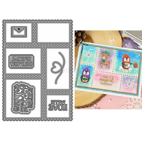 Stanzformen für Briefmarken, Umschläge, für Kartenherstellung, Hintergrundbrett, Metall-Stanzformen für Papier, Scrapbooking, DIY-Schablonen für Album, Party, Hochzeit, Festivals, Dekoration von Generic