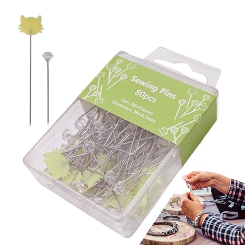 Stecknadeln, gerade, 80 Stück, Quiltnadeln, Werkzeug zum Nähen, für Handwerk, Knöpfe, Verschlüsse, Schmuck, Dekoration, Nähen, Hand, Konstruktion, Kleidung von Generic