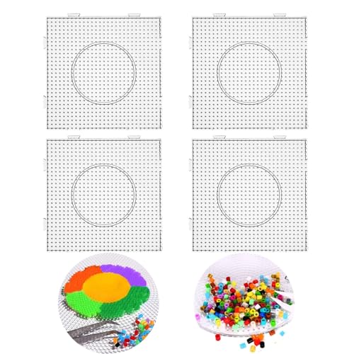 Stecktafel-Set mit transparenten Sicherungsperlen, quadratisch, 4 Stück, für Bastelarbeiten, je 14 x 14 cm Stecktafel-Set mit transparenten Sicherungsperlen, quadratisch, 4 Stück, für Bastelarbeiten, je 14 x 14 cm von Generic