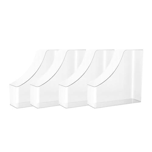 Stehsammler A4, Dokumenten Organizer, Zeitschriftensammler, Ordner Weiß 22.5x22.5cm, Bücherregal Büromaterial Tischzeitschriftenhalter Ordnerhalter Plastik Transparent, Pack of 4 (Weiß) von Generic