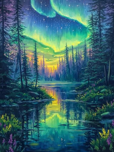 Sternenhimmel Diamond Painting Zubehör daiments Painting Basteln Erwachsene Groß xxl Aurora Full Drill Diamant Art Crystal Malerei Kits,Strass Stickerei Art Diamant Malerei Basteln 50x70cm h-348 von Generic