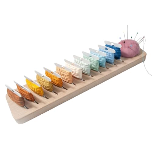 Stickdosen-Organizer, Organizer aus Holz für Garnspulen | Zahnseidenhalter aus Holz für Dosen-Organizer, Tischdosenhalter mit 12 Fächern, für Stickdosen-Organizer, Organizer aus Holz für Garnspulen | Zahnseidenhalter aus Holz für Dosen-Organizer, Tischdosenhalter mit 12 Fächern, für von Generic