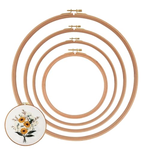 Stickereireifen, Nähen Reifen, 4er Stickring Set, Holz verstellbar Handwerk Hoop Rahmen für Handwerk Nähprojekt Dekoration Stickereireifen, Nähen Reifen, 4er Stickring Set, Holz verstellbar Handwerk Hoop Rahmen für Handwerk Nähprojekt Dekoration von Generic