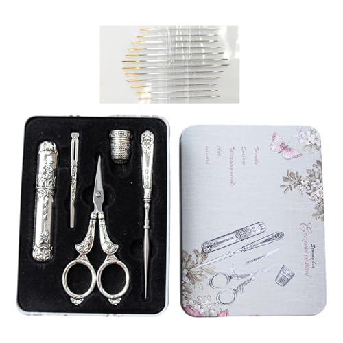 Stickschere Set,6-teilige Tragbare Kleine Vintage Stickerei Schere Wiederverwendbare Europäische Antike Nähset Edelstahl Nähwerkzeug Set Für Stickerei von Generic